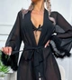Жіночий халат Valerie з пір’ям, довгий напівпрозорий шифоновий чорний XL (wSValerie-1003) - зображення 4