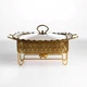 Мармит фарфоровый Tiffany 1 л квадратный на металлической подставке 28x23x7 см белый - изображение 1
