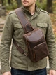 Сумка слинг через плечо мужская из натуральная кожи Vintage leather-21303 Коричневая - изображение 2