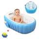 Надувная ванночка Intime Baby Bath Tub детская для купания от рождения до 4 лет размер 98х65х28 см Голубая - изображение 2