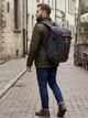 Рюкзак мужской тканевый 20 л вмещает формат А4 Vintage leather-22157 Черный - изображение 2