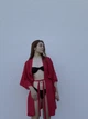 Пляжна накидка-халат із поясом One size червоний (50r035) - зображення 3