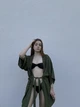 Пляжна накидка-халат із поясом One size зелений (50r035) - зображення 3