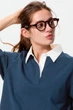 Жіноче поло з бавовни Uniqlo 48(XL) Синій (150096) - зображення 3