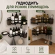Набор угловых полок для ванной и кухни без сверления, самоклеящиеся металлические полки, 2 полки + мыльница + 2 органайзера + 4 крючка, черный - изображение 6