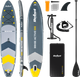 Nadmuchiwana deska SUP Rebel ACTIVE 350 x 81 x 15 cm z wiosłem, pompką i torbą do przechowywania Szara RBA4500 (5901890102711) - obraz 1