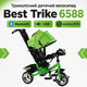 Велосипед триколісний Best Trike 6588B (колеса EVA, Bluetooth, USB, музика) Зелений - зображення 1