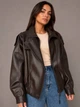 Куртка жіноча Lady Yep 30581 з екошкіри косуха оверсайз M коричнева - зображення 6