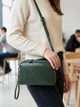 Сумка кросс-боди через плечо женская из натуральной кожи маленькая Vintage leather-22802 Зеленая - изображение 2