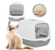 Закрытый туалет для кошек с дверцей и совком 50x35x33 см серый LS-3056 - изображение 1