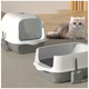 Закрытый туалет для кошек с дверцей и совком 50x35x33 см серый LS-3056 - изображение 3