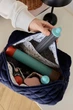 Косметичка MyCream для стайлера Dyson з відділеннями та кишенею для насадок темно синя з маленькими синіми квітами - зображення 2