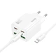 Мережевий зарядний пристрій Hoco N55 2×USB-C + 2×USB-A QC3.0 PD 20W + кабель USB-C to Lightning White (6942007659253) - зображення 1