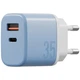 Ładowarka sieciowa Energea Bazic GoPort Velox Kit USB-C/USB-A GaN 35W z kablem Blue (8885020102550) - obraz 4