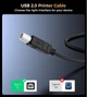 Кабель Choetech CableOne Printer Cable USB-A to USB-B 480Mbps 1m Black (AB0060-1M-BK) - зображення 6