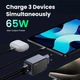 Зарядний пристрій Ugreen 3xUSB 65W (2xUSB-C+USB-A) Gan Nexode Fast Charger Grey X553 (35042) - зображення 3