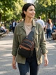 Сумка слинг через плечо женская средняя Vintage leather-22787 Черная - изображение 2