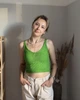 Топ женский вязаный зеленый ажурный укороченный на бретелях, единственный размер - изображение 3