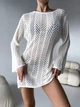 Туніка-парео ажурна вільного крою з ялинковим узором Brunette Білий One size SP-4015-WH-Y - изображение 1