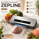 Вакуумный упаковщик Zepline 200W для герметичного хранения продуктов, бытовой вакууматор с электронным управлением, вакуумированием контейнеров и функцией запайки, для сухих, влажных и сыпучих продуктов, ширина пакета до 300 мм, 20 пакетов - изображение 2