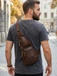 Сумка слинг через плечо мужская из натуральной кожи Vintage leather-22956 Коричневая - изображение 2