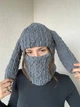 Балаклава вязаная ручной работы с ушками зайца серая - изображение 3