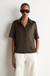 Жіноча сорочка COS Contrast-Piped Satin Shirt Brown 36 (1342037003) - зображення 1