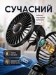 Аккумуляторный портативный мини вентилятор USB 5 скоростей фиолетовый Type C цифровой дисплей складной подставка для телефона шнурок на шею черный - изображение 5