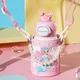 Детская термокружка BeddyBear с двойной крышкой и трубочкой, модель Open-Smiling, из стали 316, большой объем, 600 мл, дизайн «Русалка». - изображение 8