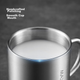 Чашка для води MAXCOOK 304 з нержавіючої сталі з кришкою, двошарова кружка для офісу, заварювання та пиття чаю, домашнє використання, 400 мл - изображение 9