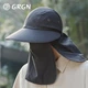 Сонцезахисний капелюх GRGN для чоловіків, капелюх із великими полями, літній захисний щиток для обличчя від ультрафіолету, рибальський капелюх, туристична кепка - зображення 5