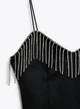 Сукня на тонких бретелях з бахромою зі стразів на декольте чорна Zara розмір L - изображение 3