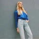 Боді з V-подібним вирізом на запах кольору електрик Zara розмір М - изображение 2