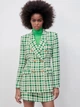 Піджак двобортний твідовий з візерунком гусяча лапка з золотистими ґудзиками зелений з білим Zara розмір L - зображення 1