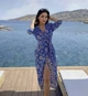 Сукня міді на запах з квітковим принтом та орнаментом синя Zara розмір XL - изображение 9