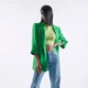 Піджак подовжений з рукавами 3/4 та золотистими ґудзиками зелений Zara розмір S - зображення 3