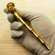 Трубка для курения Bamboo 13см длинная металлическая Gold + Подарок — Набор сеток - изображение 1