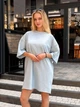 Женское летнее платье футболка свободного кроя, голубое, one size - изображение 1