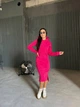Свободное спортивное женское платье худи с капюшоном на флисе 48-50, Малиновый - изображение 1