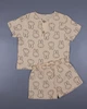 Костюм детский муслиновый для мальчика комплект тонкий легкий натуральный хлопковый летний из муслина (футболка + шорты) Зайчики на бежевом 62-68 (КMXFSH-16) - изображение 1