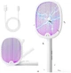 Мухобійка електрична YISSVIC Bug Zapper Racket 2в1 акумуляторна 1800 mAh з UV-пасткою складна біла для комарів - изображение 2