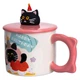 Чашка порцелянова дитяча з ручкою та кришкою з яскравим принтом котика Kitten's Birthday 400 мл подарункова святкова кружка із порцеляни для дітей 11х9 см Рожевий - зображення 3