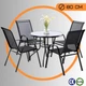 Комплект Садових Меблів Круглий Стіл 80 см + 4 Крісла Текстилен GardenLine Verona - 4 Black Чорний для дачі для тераси для лоджії для балкону - зображення 1