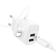 Сетевое зарядное устройство HOCO C141A 2xUSB-A 2,1A 1м ABS Белый - изображение 3