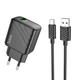 Мережевий Зарядний Пристрій Hoco CS21A 1USB QC 18W+USB to Type-C Чорний - зображення 1