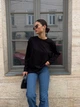 Жіночий бавовняний лонгслів оверсайз із необробленим краєм Flawless Femme, Чорний One Size Oversize - зображення 1