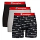 Набор трусов мужских боксеров с удлиненным фасоном Champion Boys' Underwear 3 шт, размер S, цвет черный, светло-серый, резинка красная - изображение 1