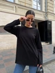 Жіночий бавовняний лонгслів оверсайз із необробленим краєм Flawless Femme, Чорний One Size Oversize - зображення 5