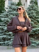 Жіночий шовковий костюм (бомбер+топ+шорти) Uaclothes 42-44 Коричневий (like38870-193061349) - изображение 2