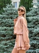 Жіночий шовковий костюм (бомбер+топ+шорти) Uaclothes 42-44 Бежевий (like38873-193091349) - изображение 4